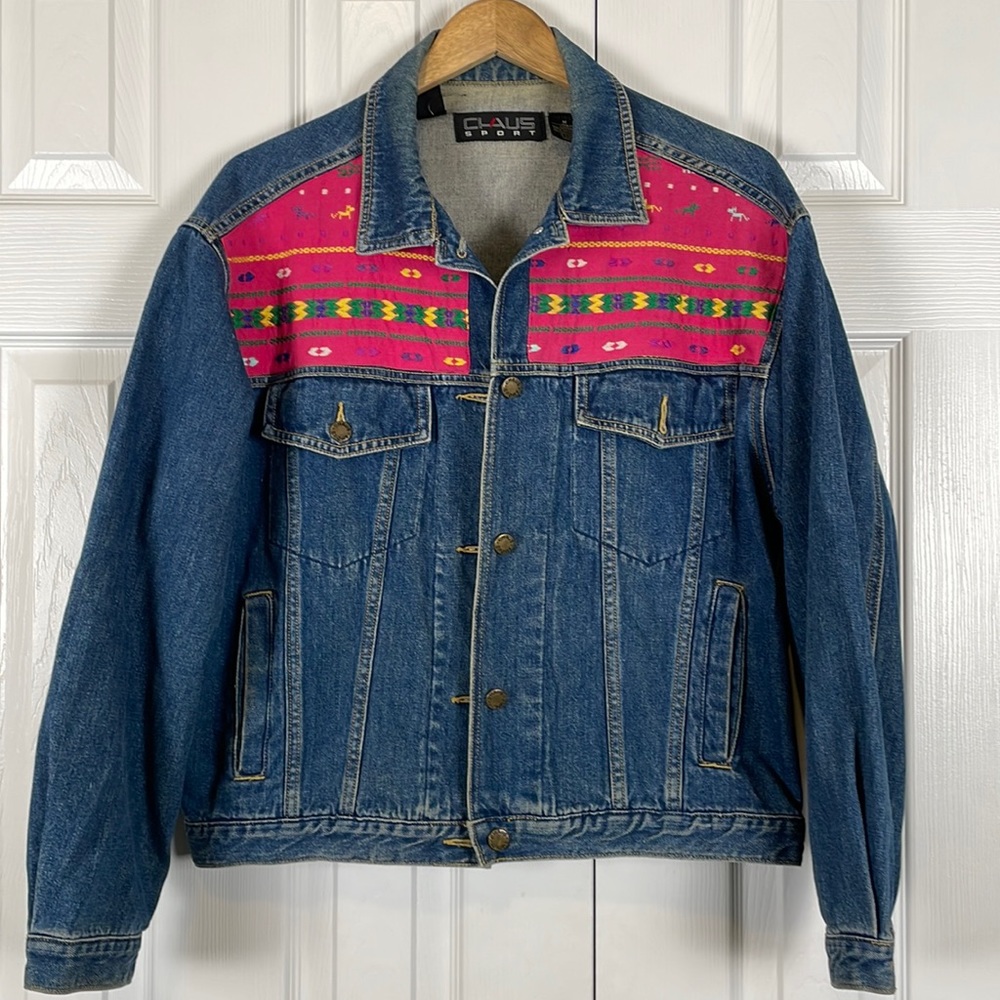 Chaus Sport Vintage Embroidered Jean Denim 90’s Jacket, women’s M